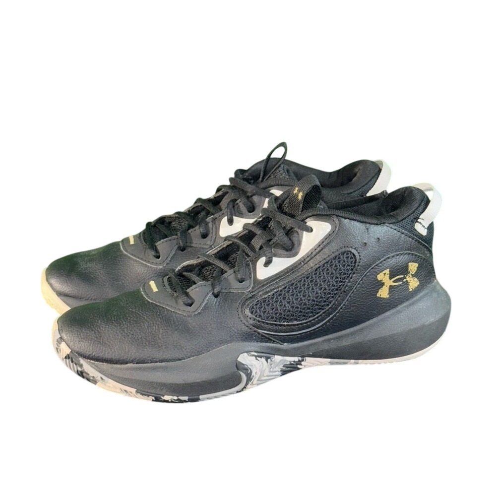 Under Armour Basketball Shoes Black Grey Gold 3025616-003 Mens‎ Size 8
